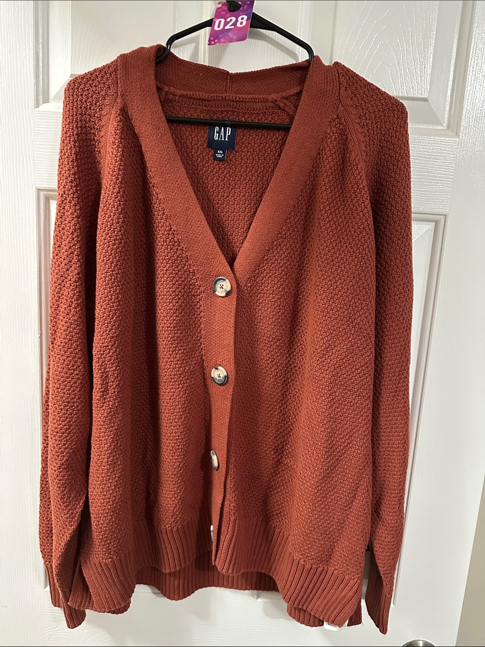 GAP Women's Rust Orange Button-Front Knit Cardigan